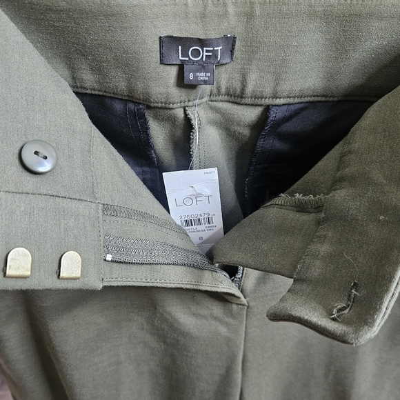 Loft Wide Leg Cropped Pants Olive Green size 8 NWT - Picture 6 of 8